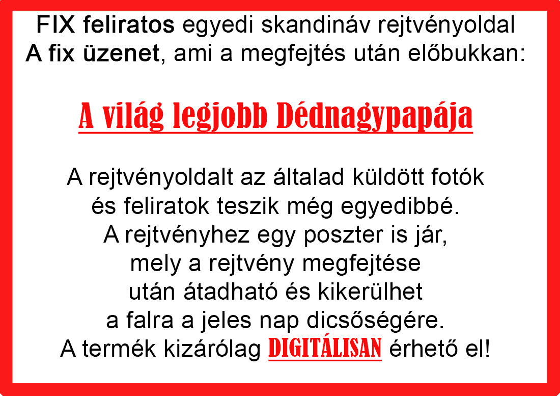 Egyedi fényképes skandináv keresztrejtvény szókereső, Vicces ajándék fotóval, crossword Rejtvény, Papának, Nagyinak, Mamának, Anyának Papának Apunak Anyunak