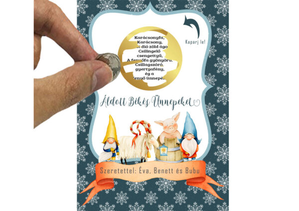 Egyedi kaparós sorsjegy, személyre szóló, névre szóló, gyerekeknek, kislánynak felnőttnek, vicces ajándék, ajándék kisérő, különleges vicces ajándék kaparós titkos üzenet secret message apró ajándék, figyelmesség, apróság, karácsonyi üdvözlőlap